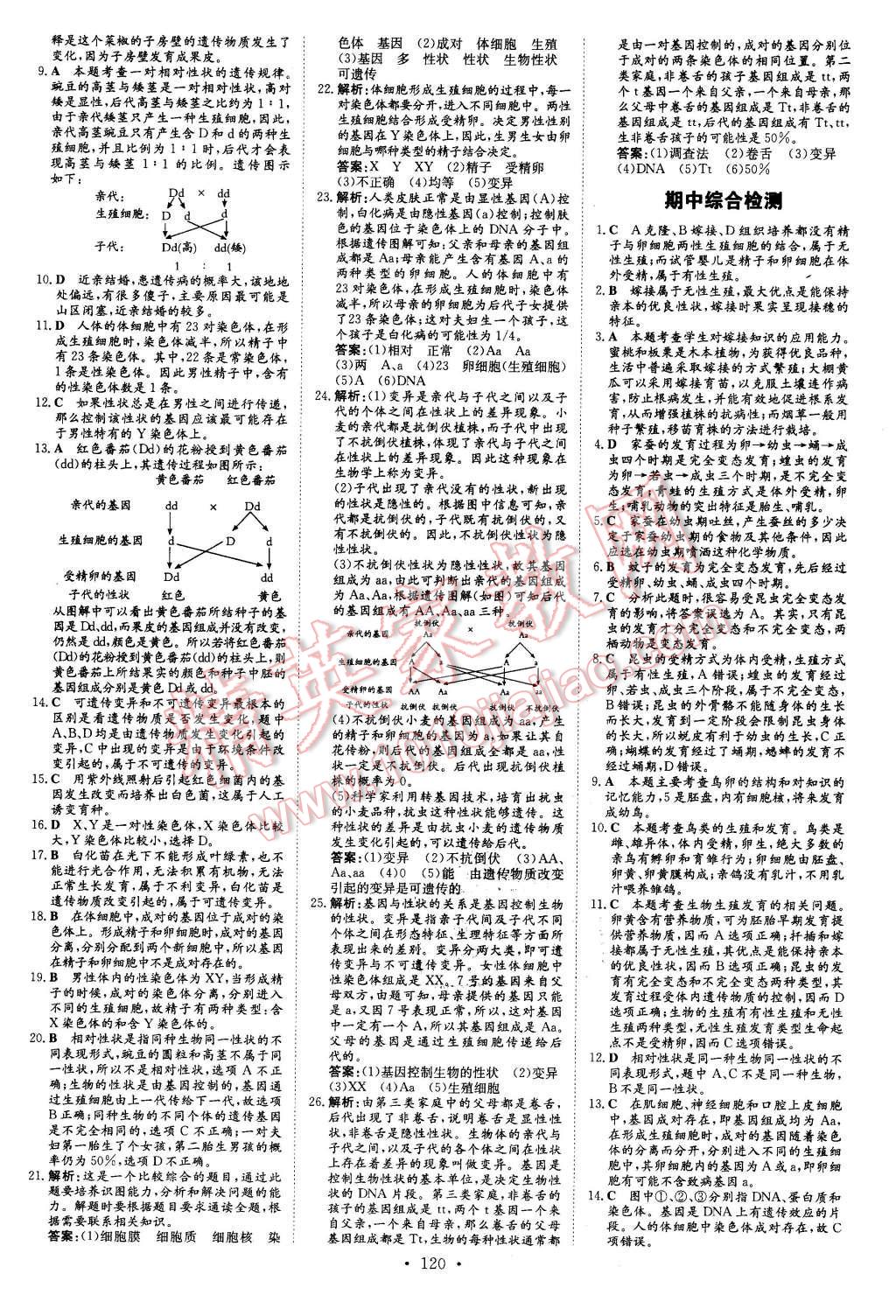 2016年初中同步学习导与练导学探究案八年级生物下册人教版 第16页