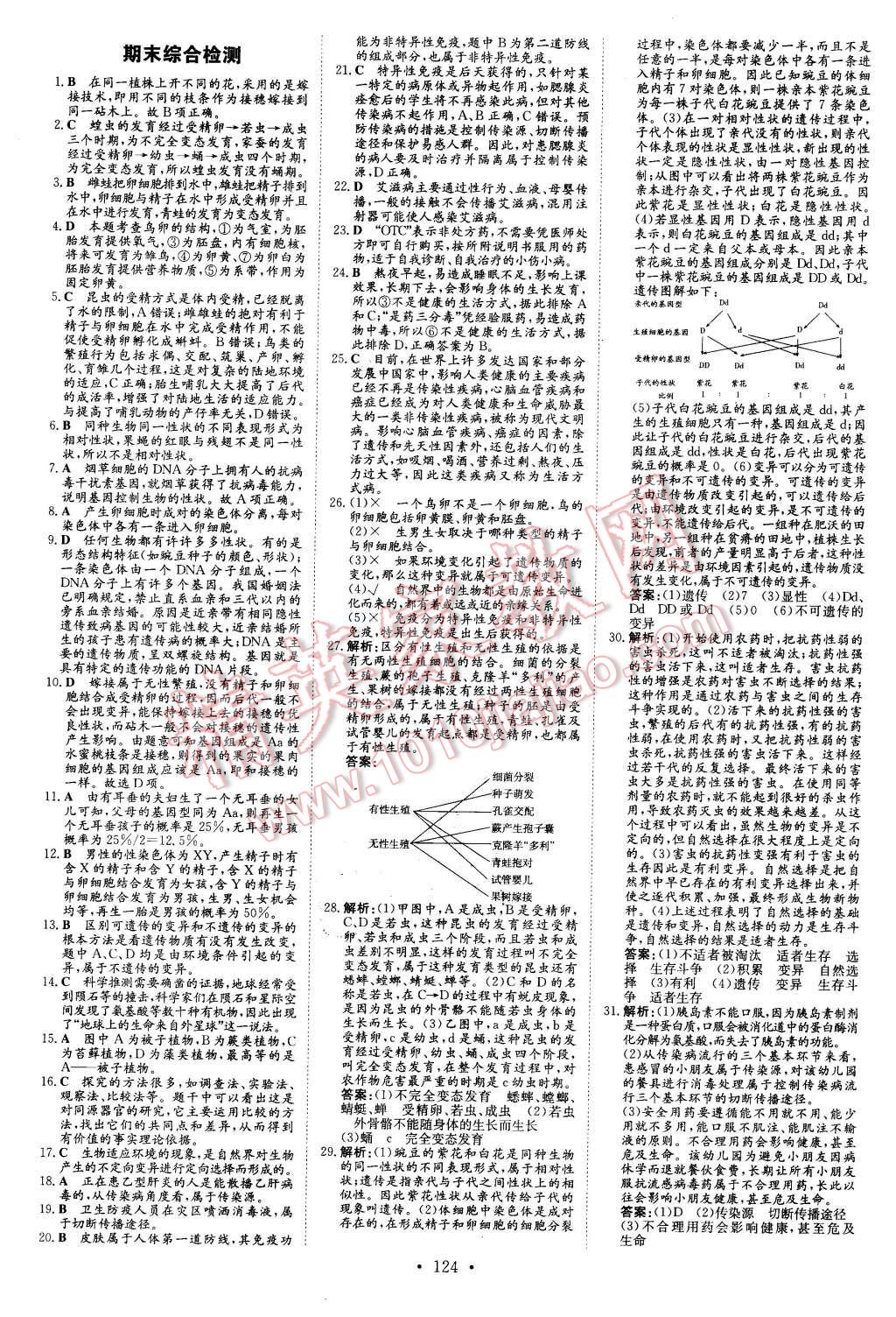 2016年初中同步学习导与练导学探究案八年级生物下册人教版 第20页