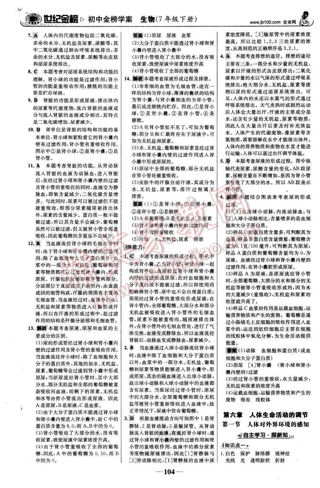 2016年世紀(jì)金榜金榜學(xué)案七年級生物下冊人教版 第13頁