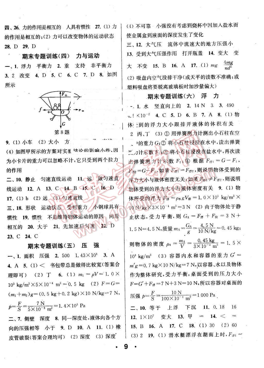 2016年通城學(xué)典小題精練八年級(jí)物理下冊(cè)蘇科版 第9頁