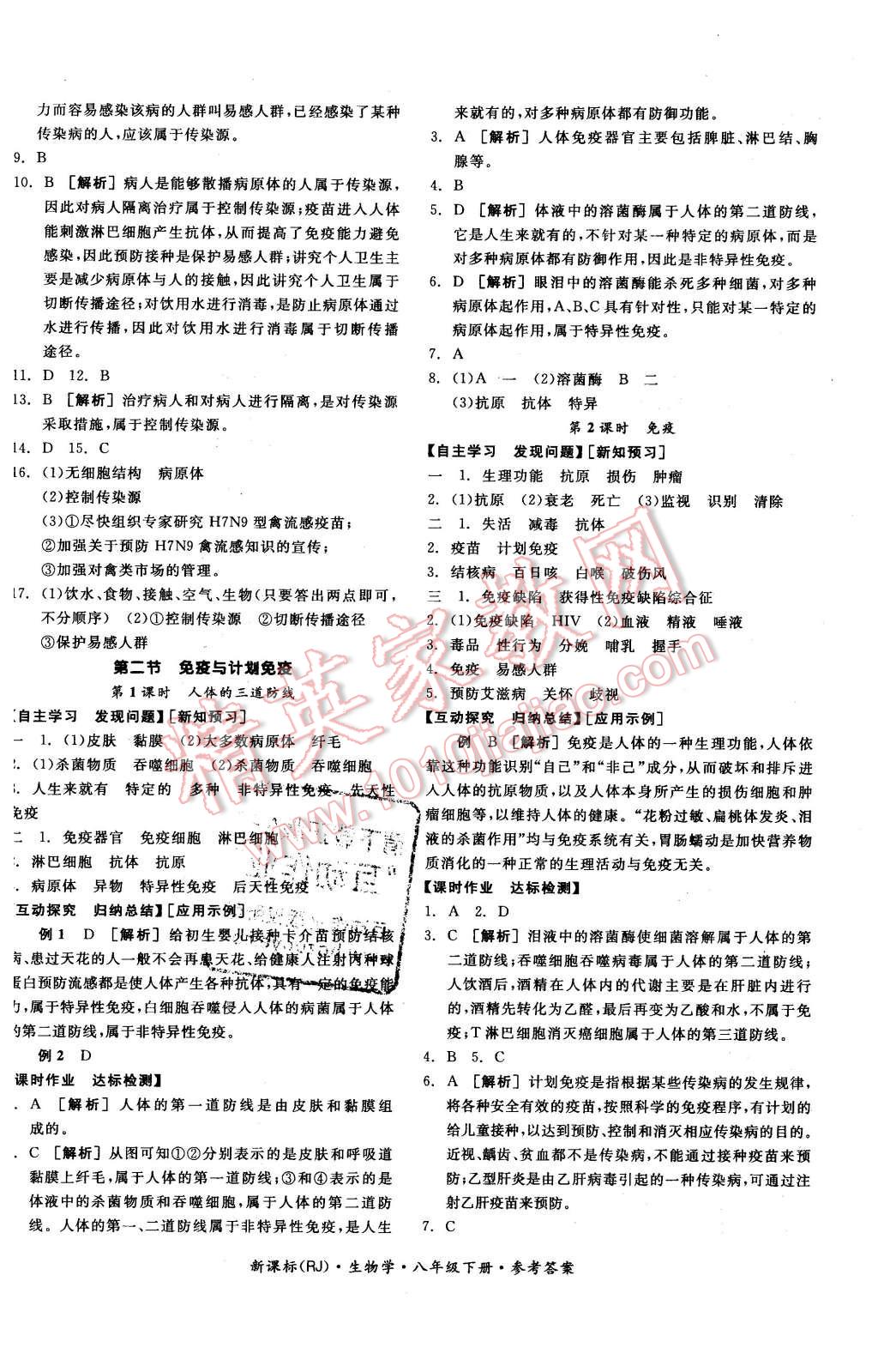 2016年全品学练考八年级生物学下册人教版 第8页