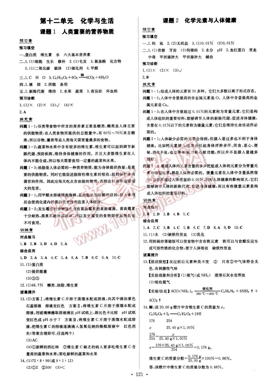 2016年初中同步学习导与练导学探究案九年级化学下册人教版 第9页