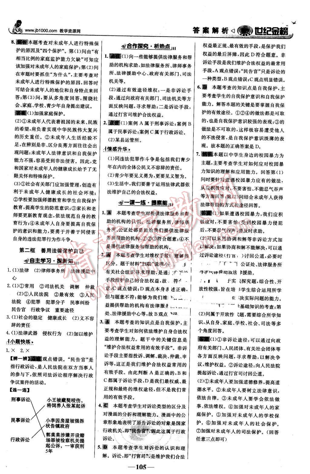 2016年世纪金榜金榜学案七年级思想品德下册人教版 第14页