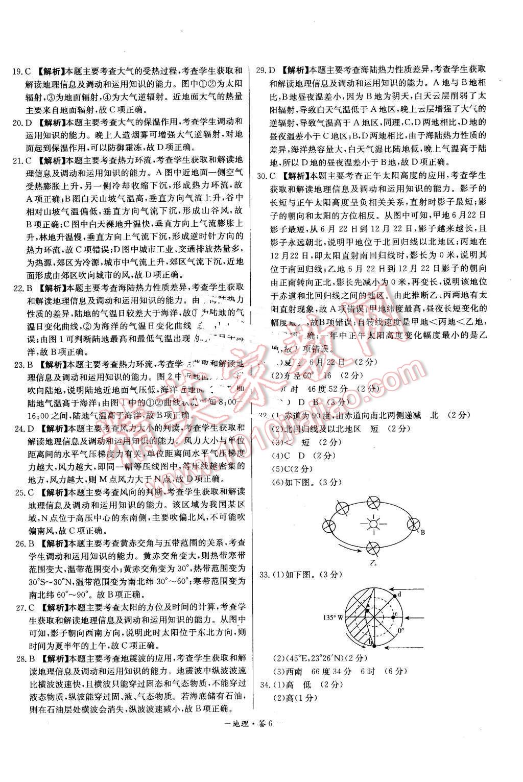 2015年高中名校期中期末聯(lián)考測(cè)試卷地理必修1人教版 第6頁(yè)