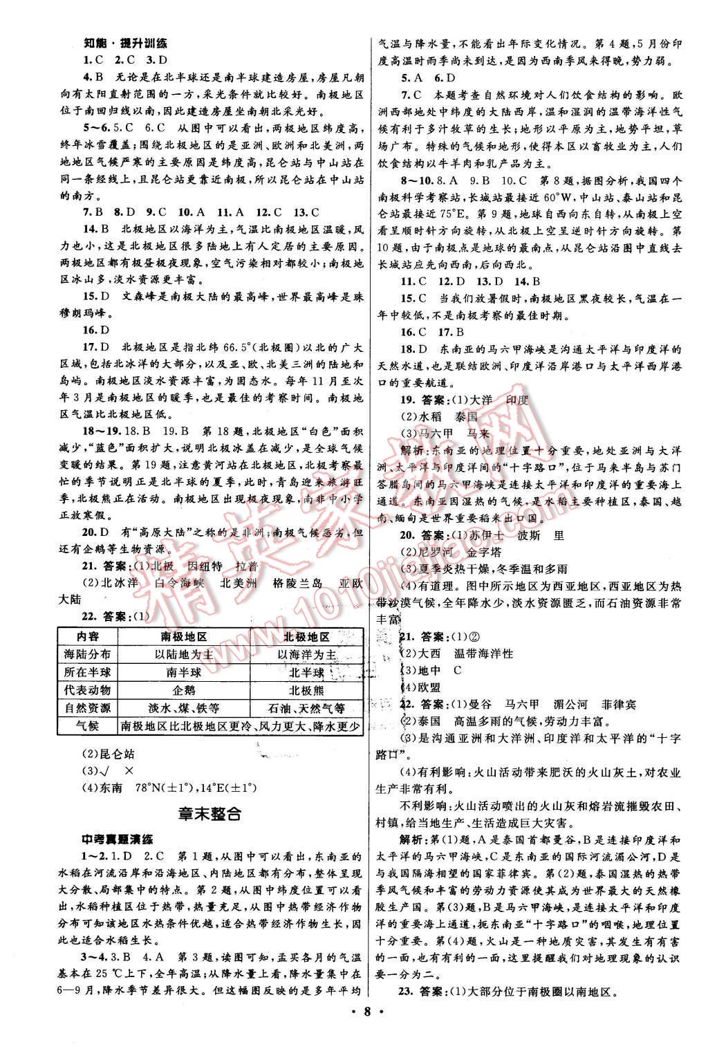 2016年初中同步測(cè)控全優(yōu)設(shè)計(jì)七年級(jí)地理下冊(cè)湘教版 第8頁(yè)