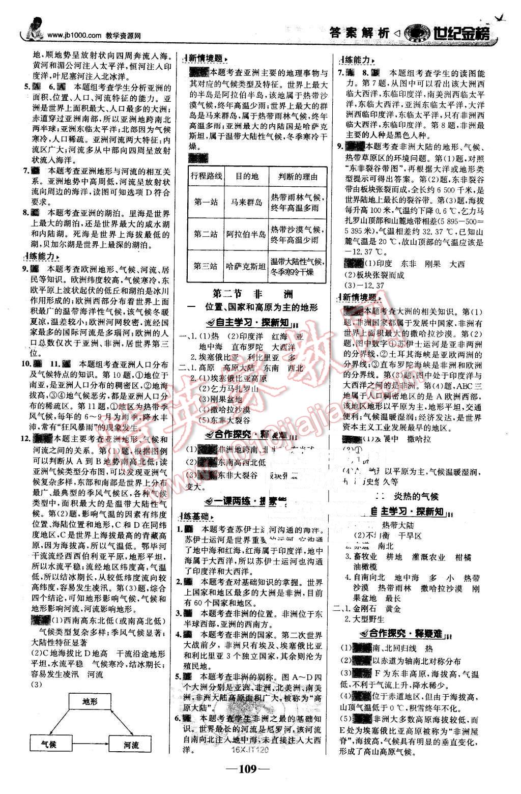 2016年世紀金榜金榜學案七年級地理下冊湘教版 第2頁