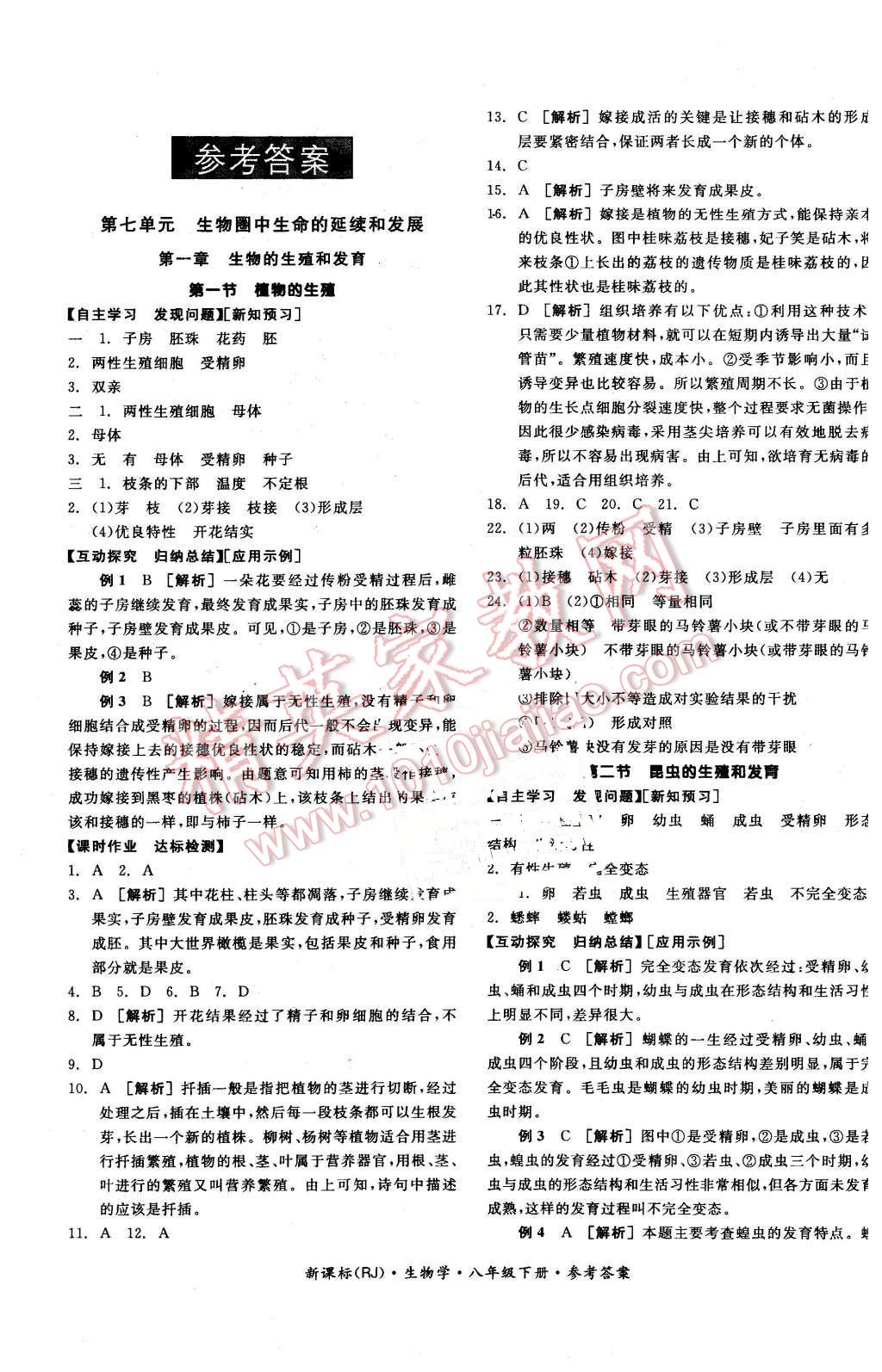 2016年全品学练考八年级生物学下册人教版 第1页