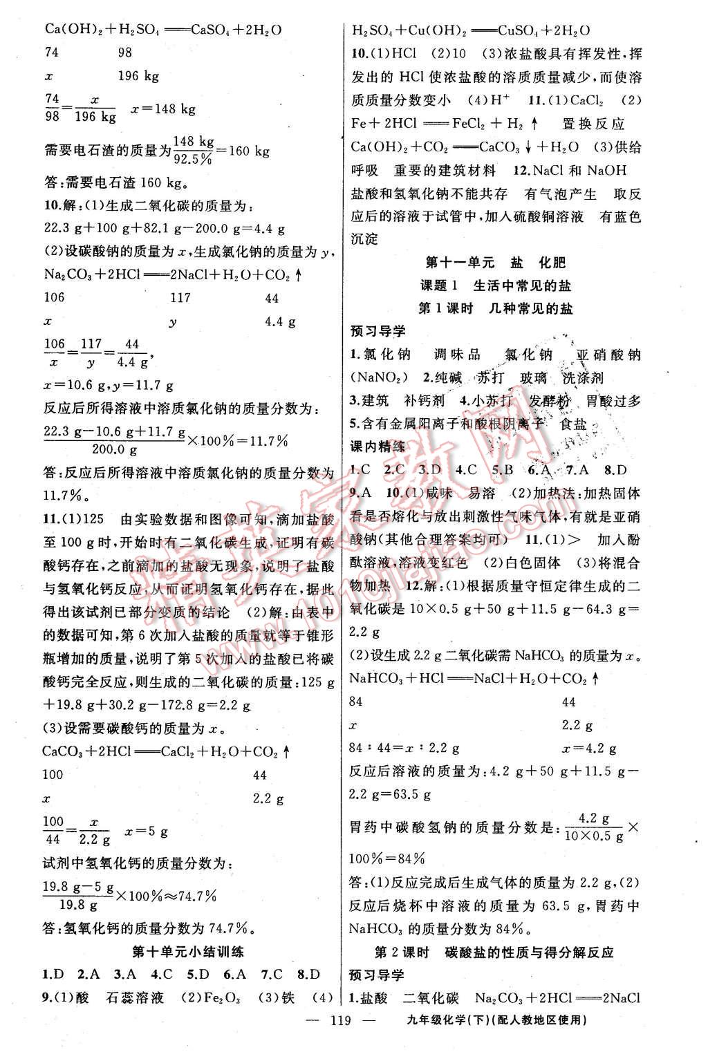 2016年黃岡金牌之路練闖考九年級化學(xué)下冊人教版 第7頁