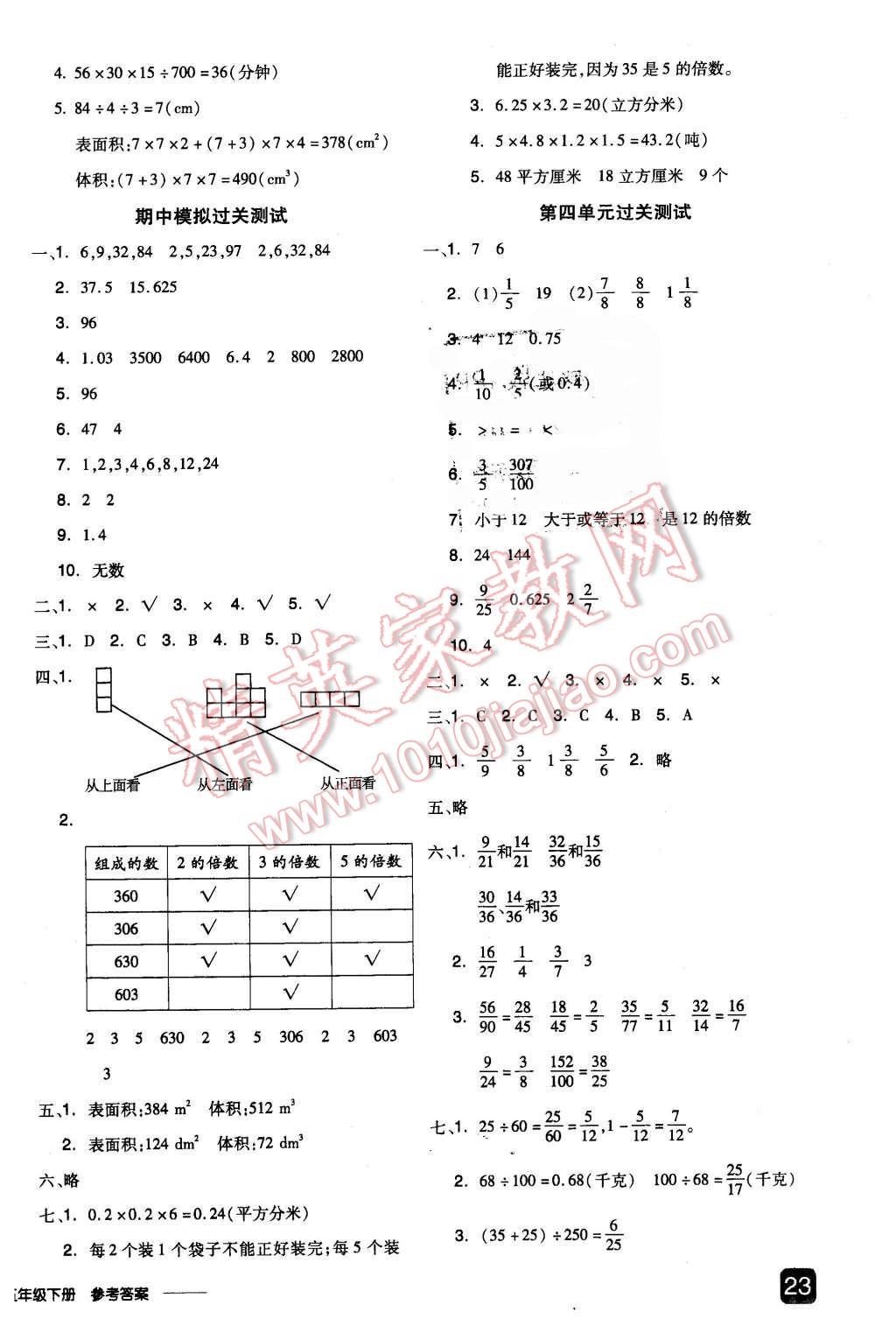 2016年全品學(xué)練考五年級數(shù)學(xué)下冊人教版 第10頁