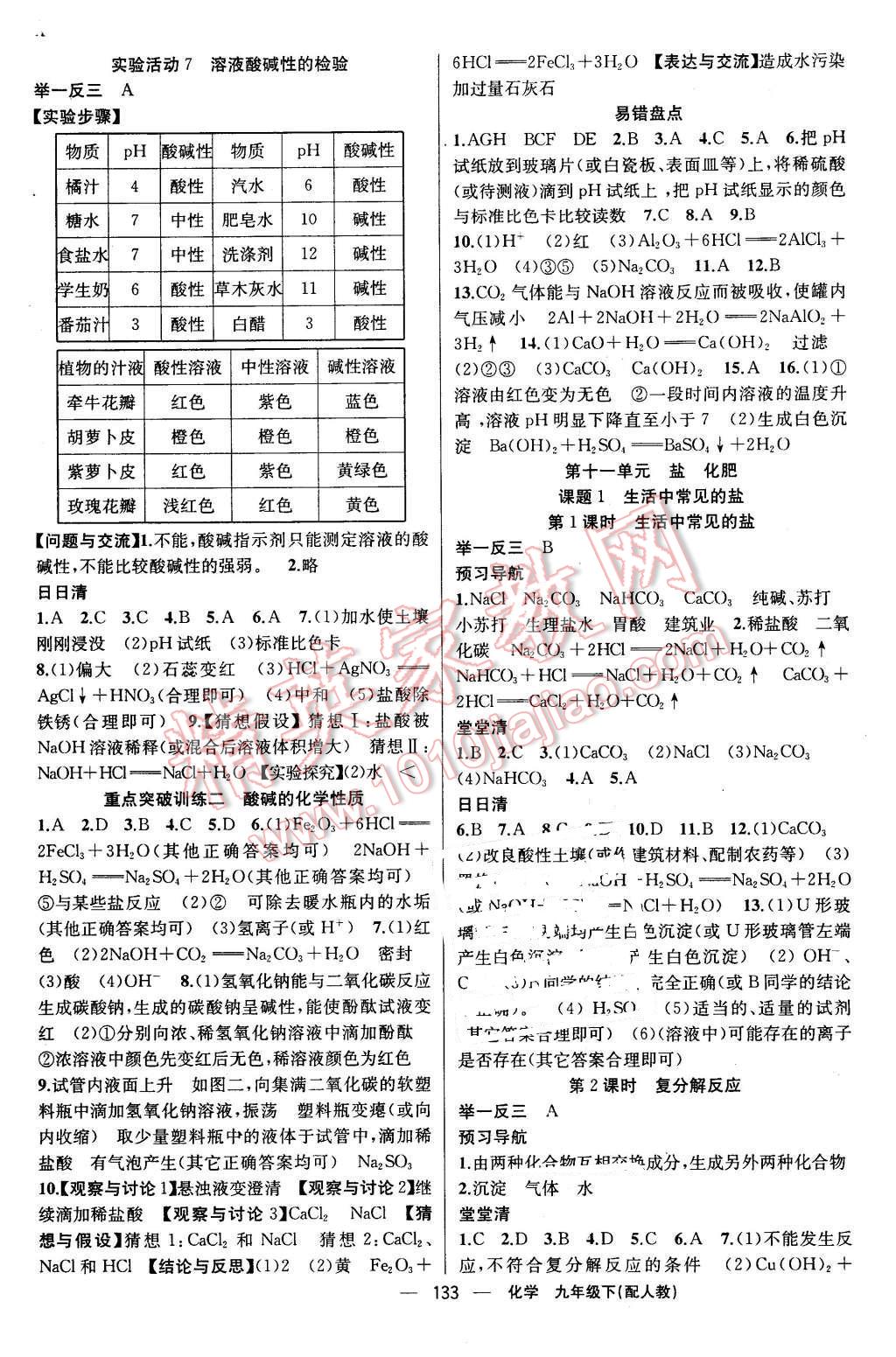 2016年四清導(dǎo)航九年級(jí)化學(xué)下冊(cè)人教版 第6頁(yè)