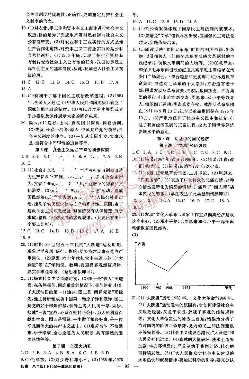 2016年黄冈金牌之路练闯考八年级历史下册岳麓版 第2页