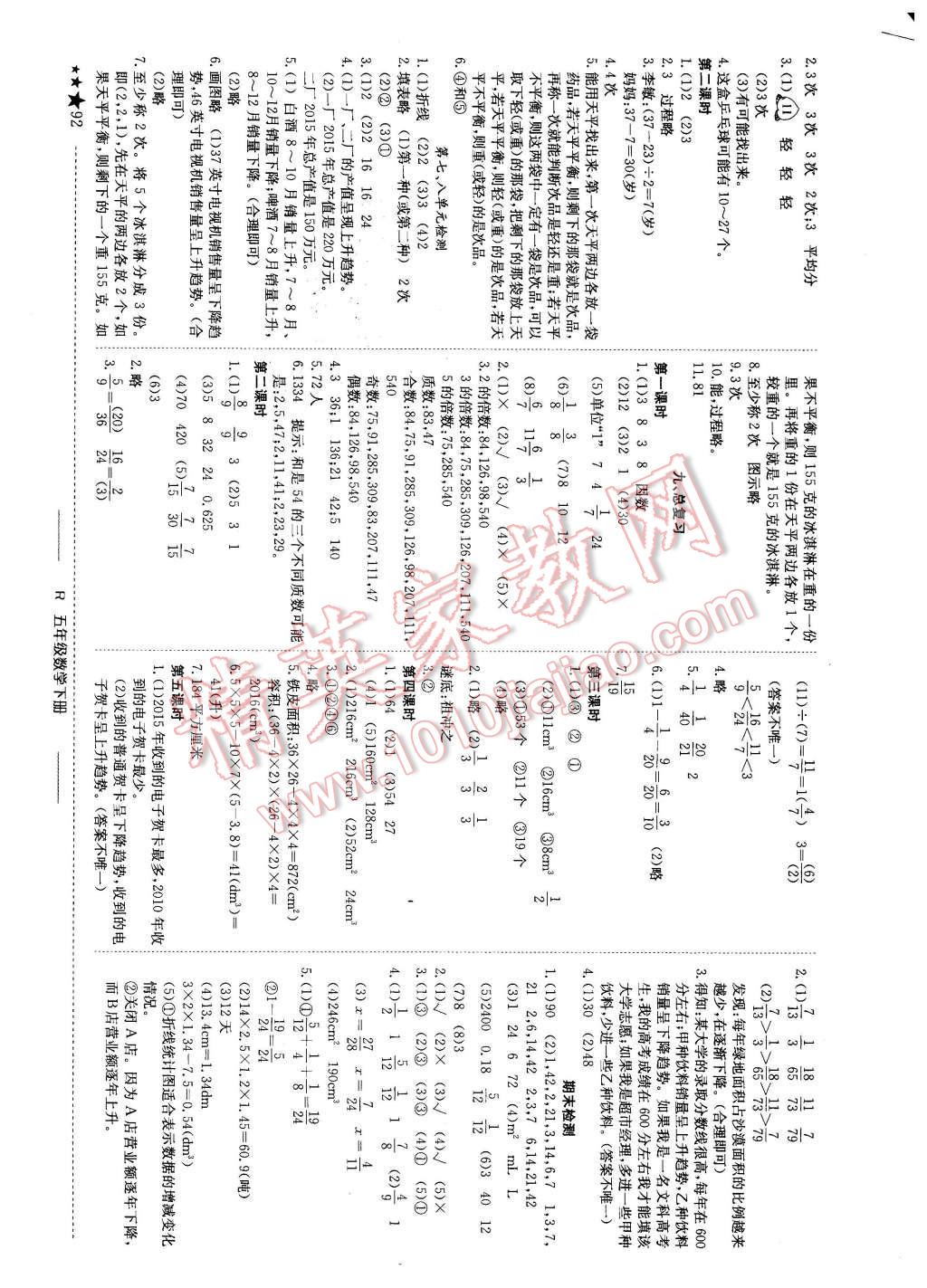 2016年黄冈小状元作业本五年级数学下册人教版 第8页