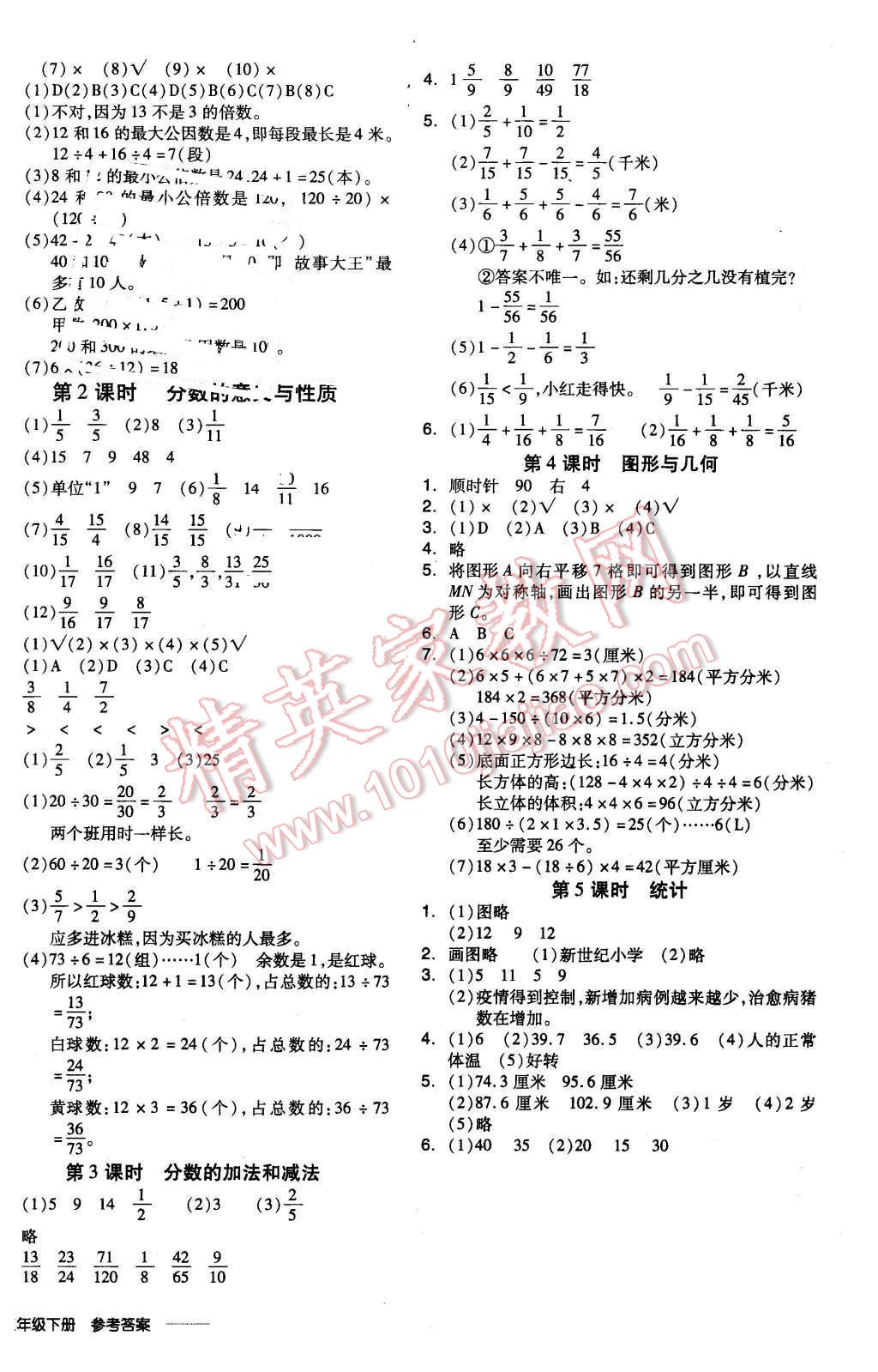 2016年全品学练考五年级数学下册人教版 第8页