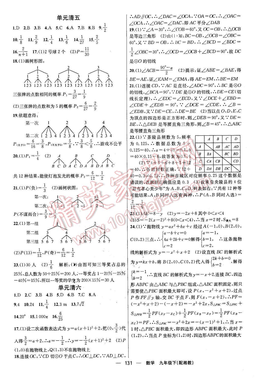 2016年四清導航九年級數(shù)學下冊湘教版 第16頁