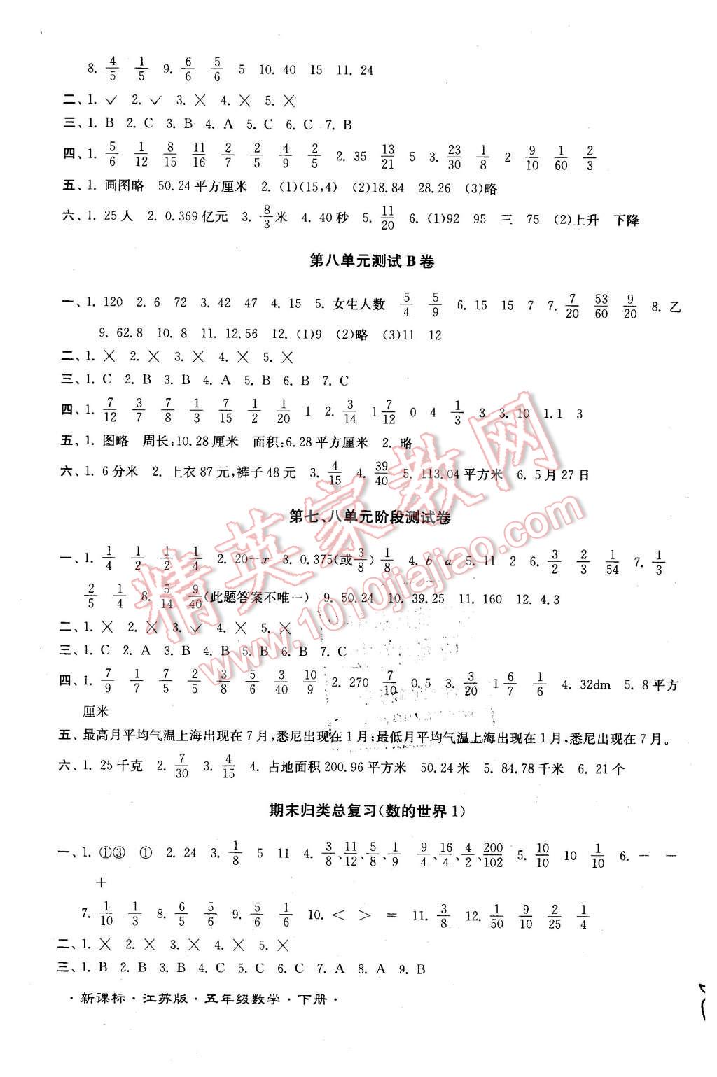 2016年江苏密卷五年级数学下册江苏版 第7页