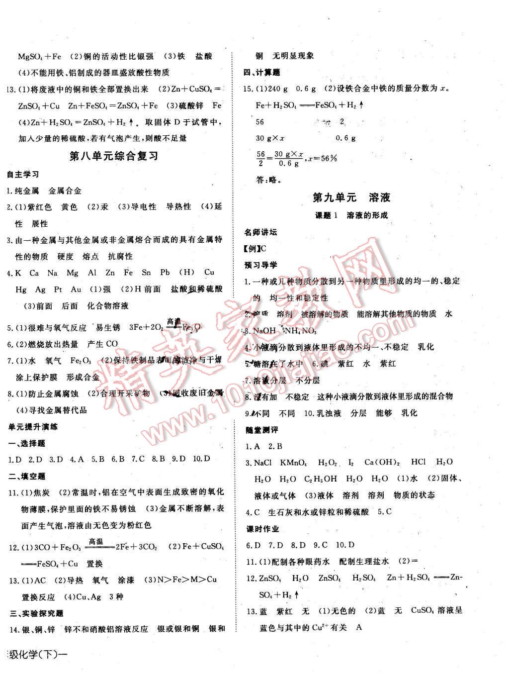 2016年探究在线高效课堂九年级化学下册人教版 第4页