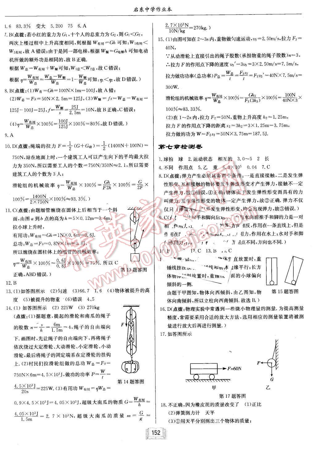 2016年啟東中學(xué)作業(yè)本八年級物理下冊人教版 第16頁