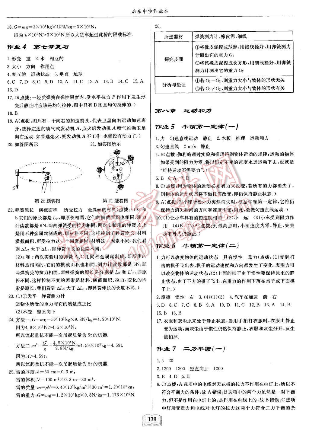 2016年啟東中學(xué)作業(yè)本八年級(jí)物理下冊(cè)人教版 第2頁