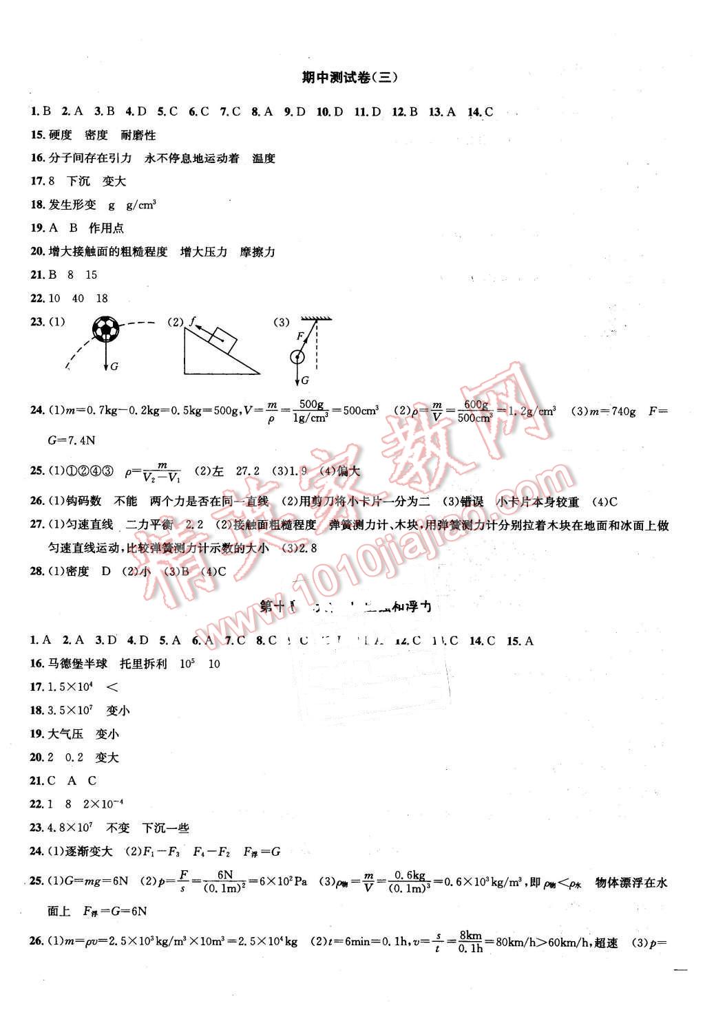 2016年金鑰匙沖刺名校大試卷八年級(jí)物理下冊(cè)江蘇版 第5頁(yè)