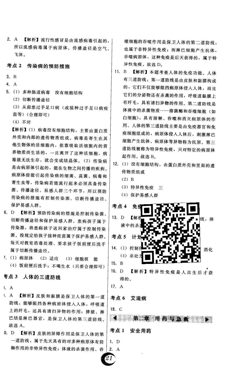 2016年北大綠卡課時同步講練八年級生物下冊人教版 中考真題精練答案第41頁