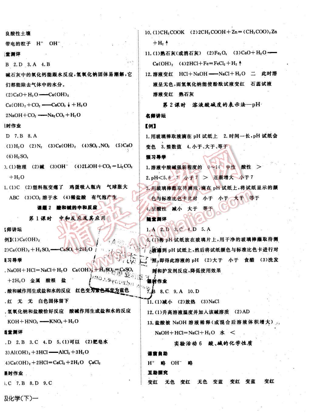 2016年探究在线高效课堂九年级化学下册人教版 第8页