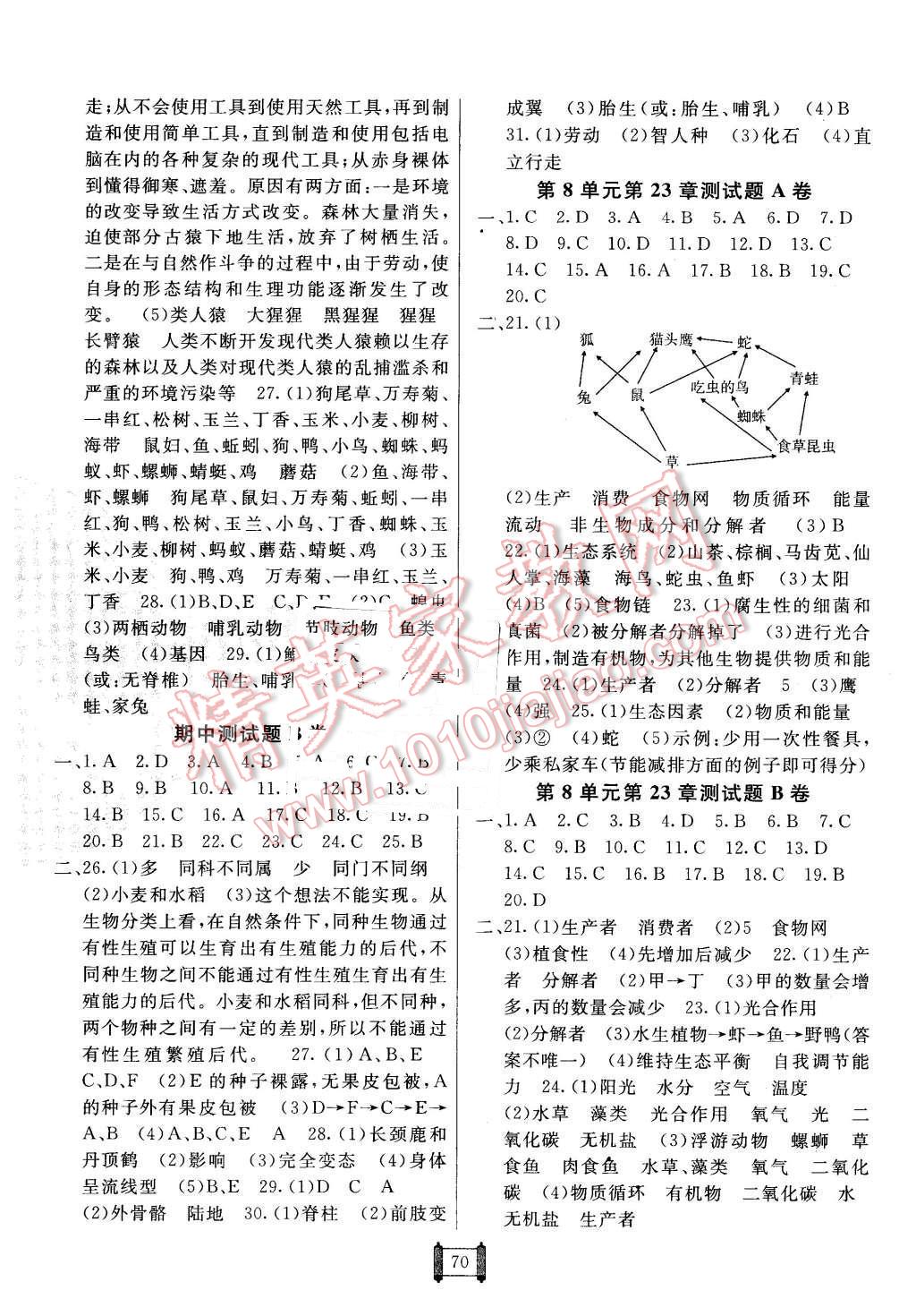 2016年海淀單元測試AB卷八年級生物下冊北師大版 第2頁