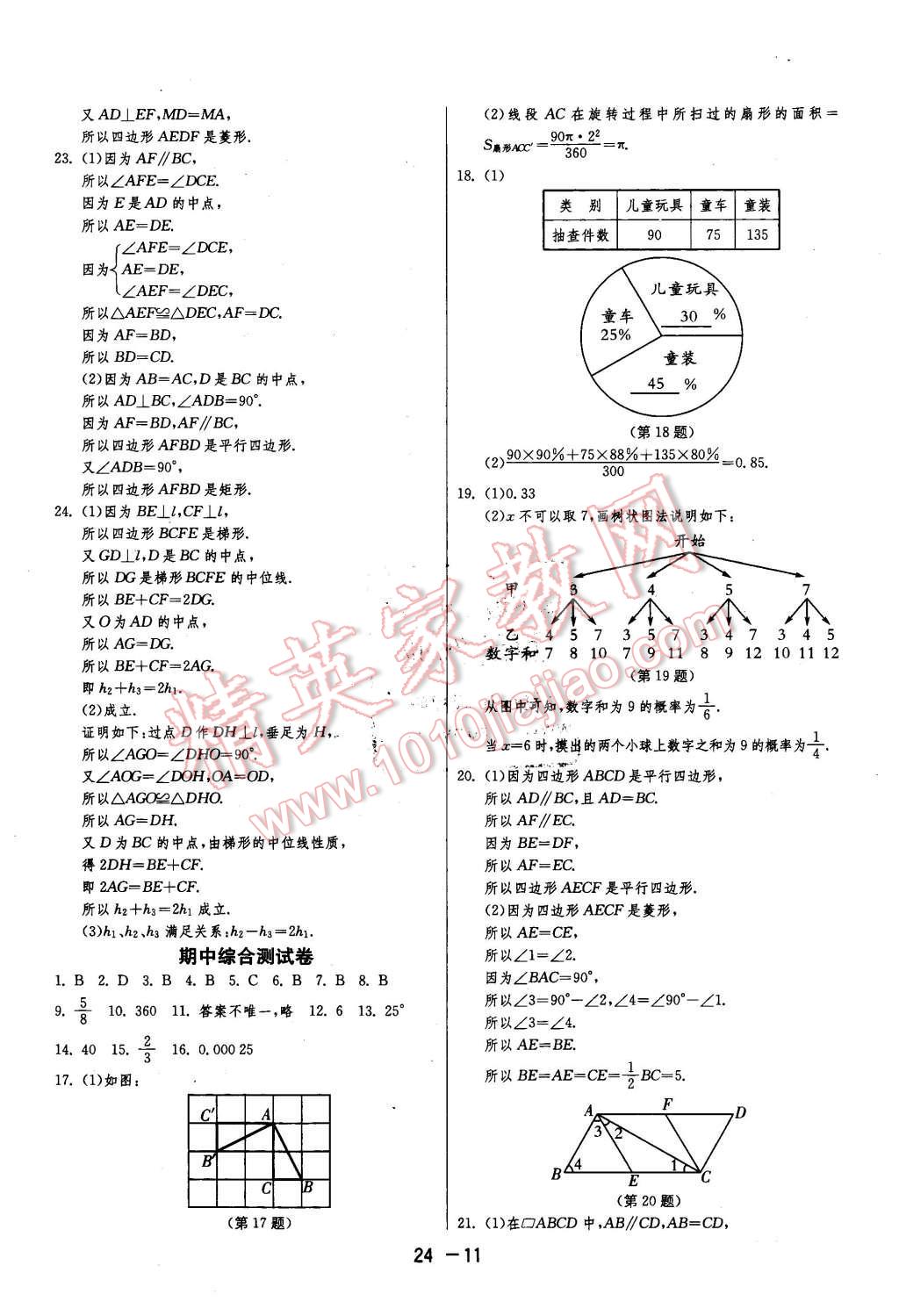 2016年1課3練單元達(dá)標(biāo)測試八年級數(shù)學(xué)下冊蘇科版 第11頁