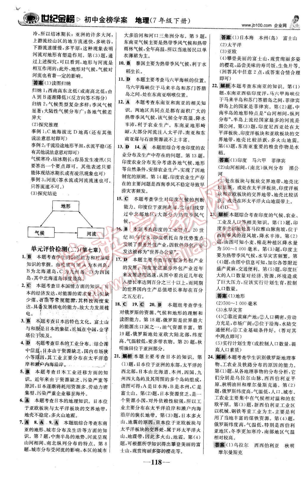 2016年世纪金榜金榜学案七年级地理下册人教版 第19页