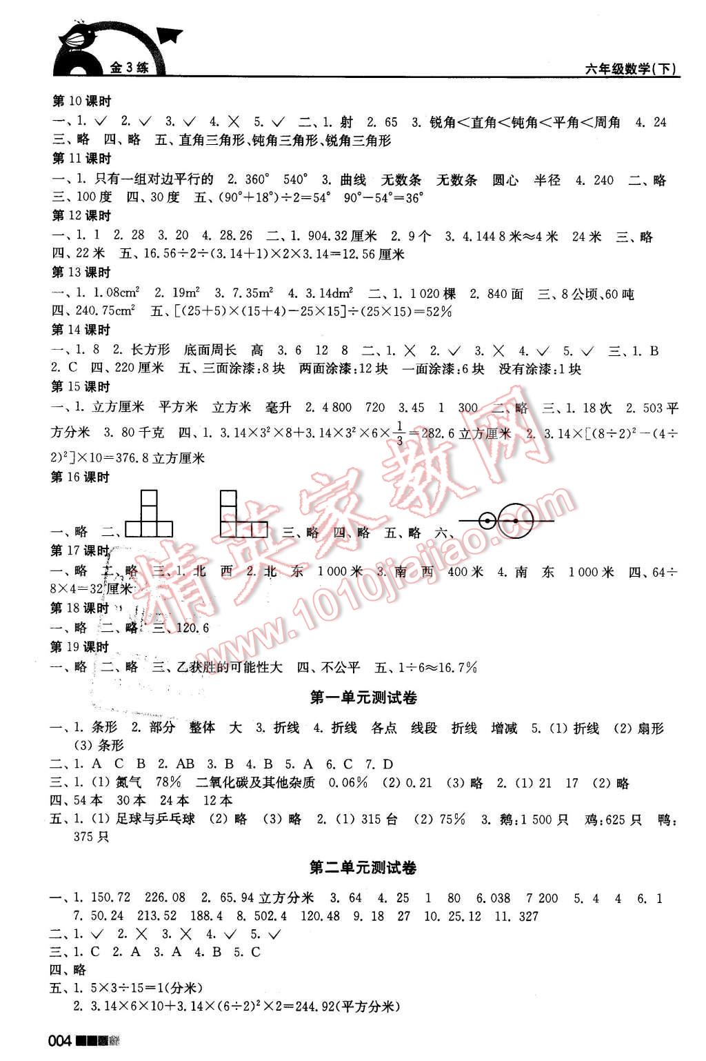 2016年新编金3练六年级数学下册江苏版 第4页