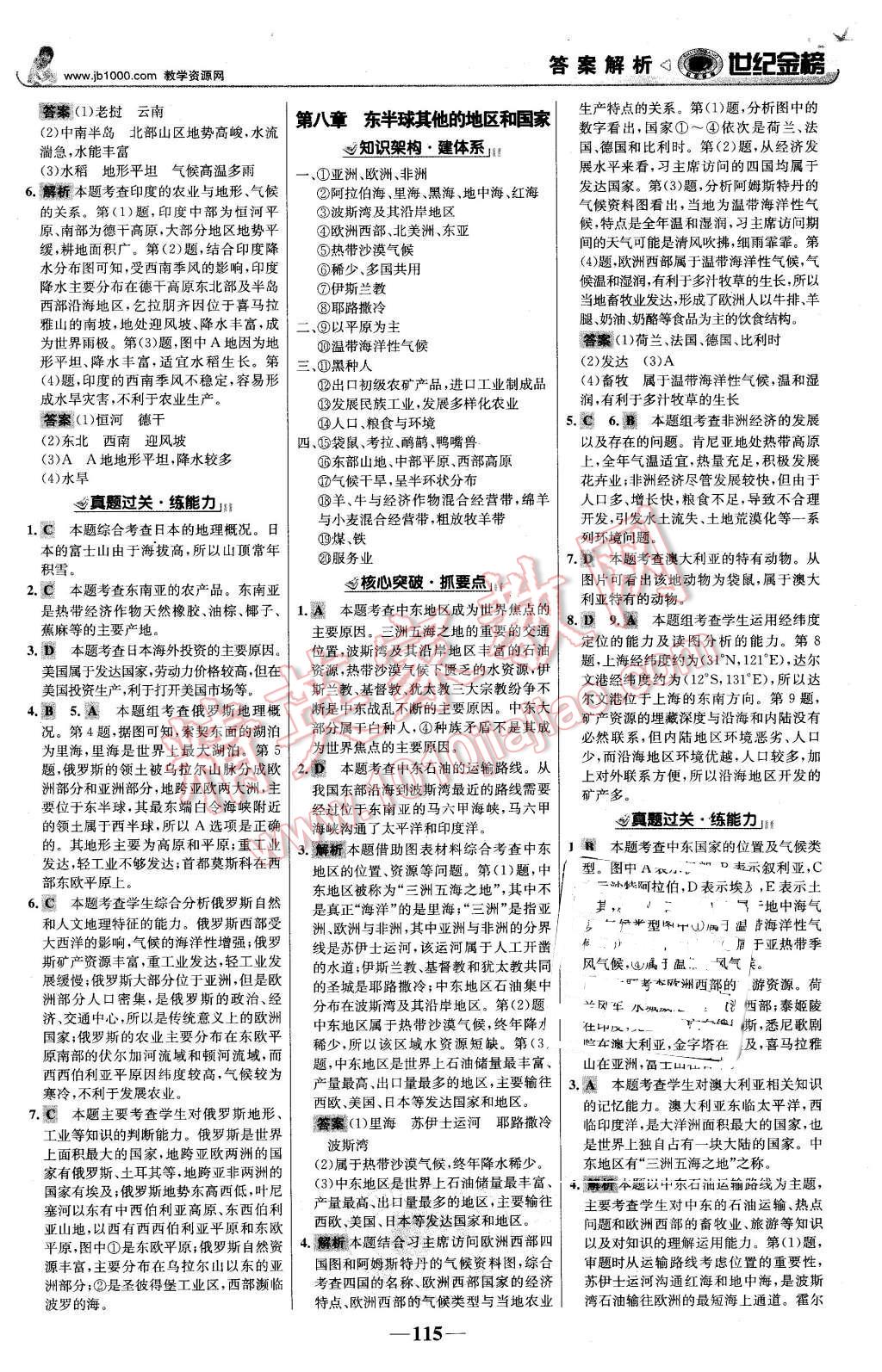 2016年世纪金榜金榜学案七年级地理下册人教版 第16页