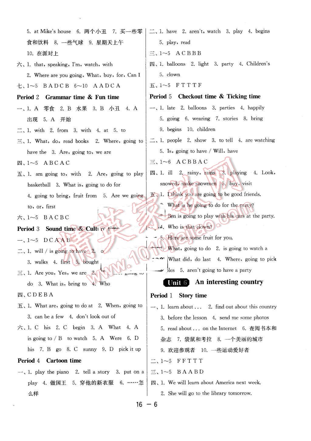 2016年1課3練單元達(dá)標(biāo)測(cè)試六年級(jí)英語下冊(cè)譯林版 第6頁