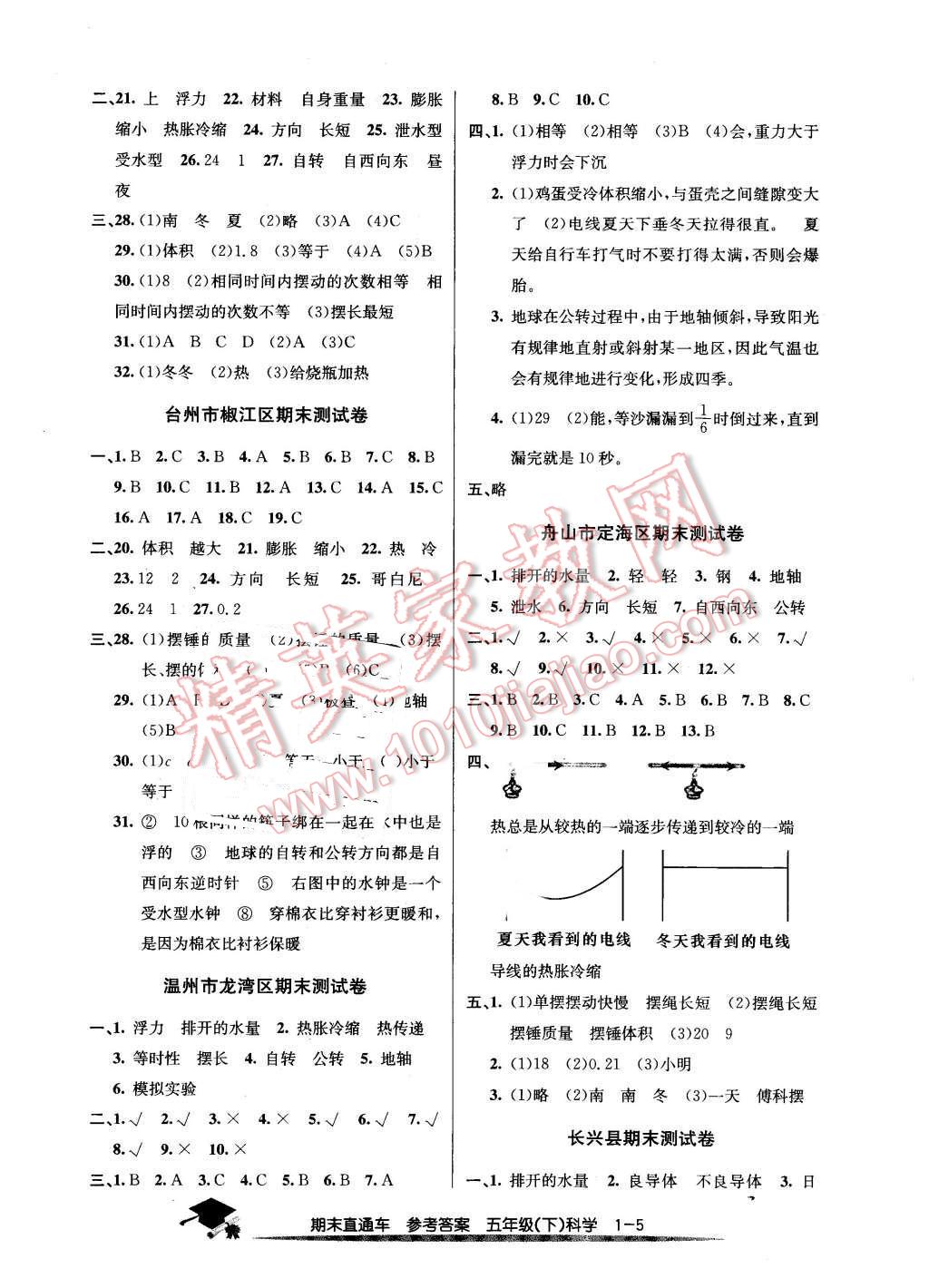 2016年期末直通车五年级科学下册教科版 第5页