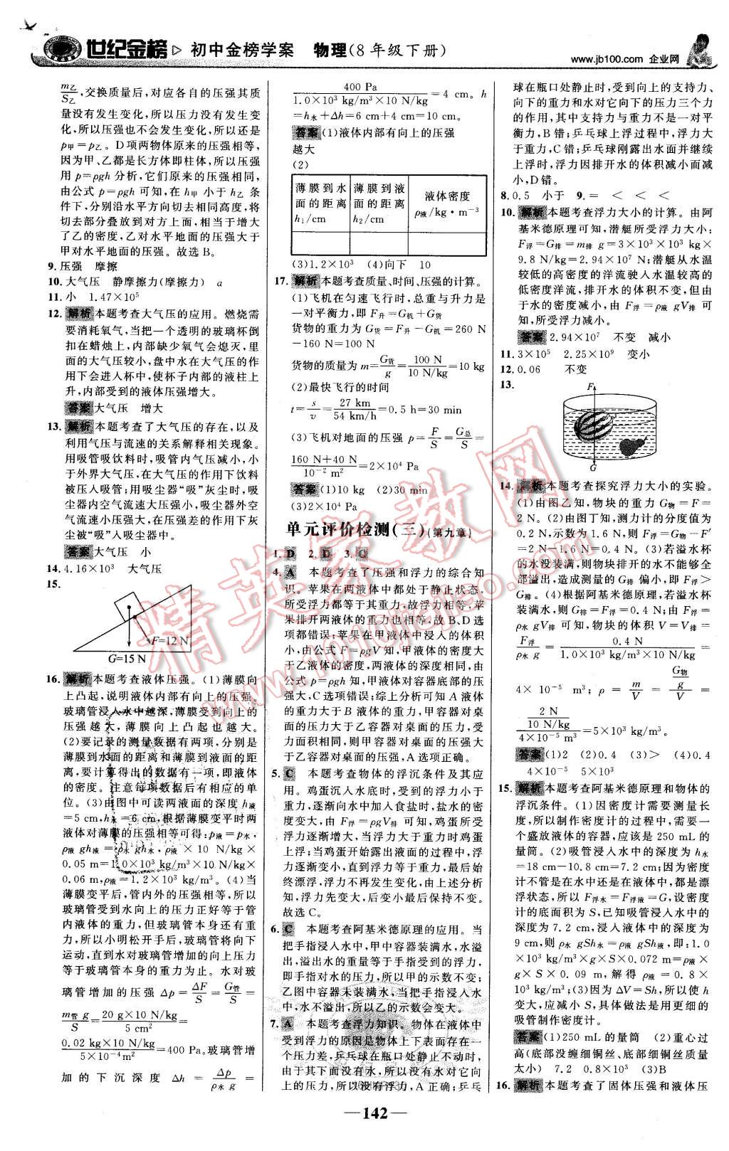 2016年世紀(jì)金榜金榜學(xué)案八年級物理下冊滬科版 第27頁