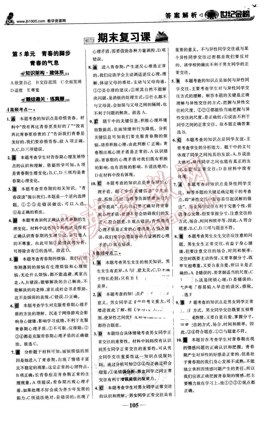 2016年世紀金榜金榜學案七年級思想品德下冊魯人版 第14頁