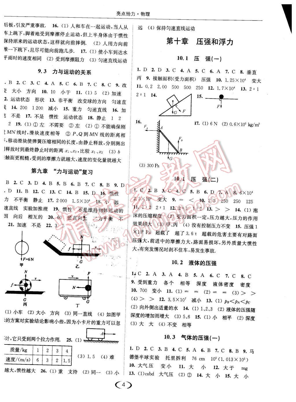 2016年亮點(diǎn)給力提優(yōu)課時(shí)作業(yè)本八年級(jí)物理下冊(cè)江蘇版 第4頁(yè)