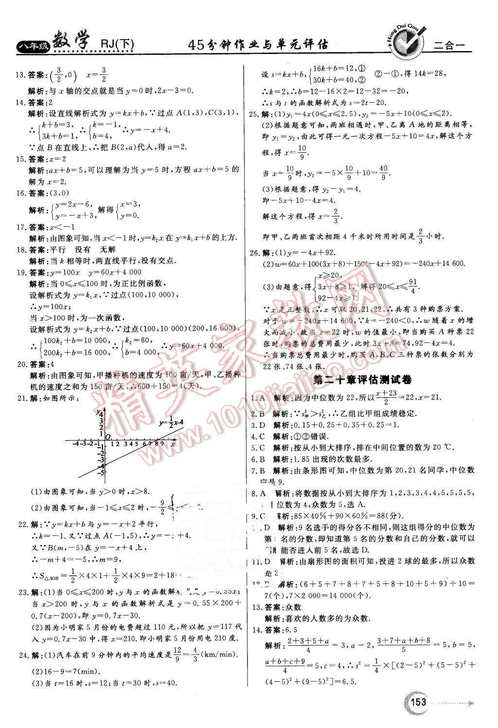 2016年紅對勾45分鐘作業(yè)與單元評估八年級數(shù)學(xué)下冊人教版 第41頁