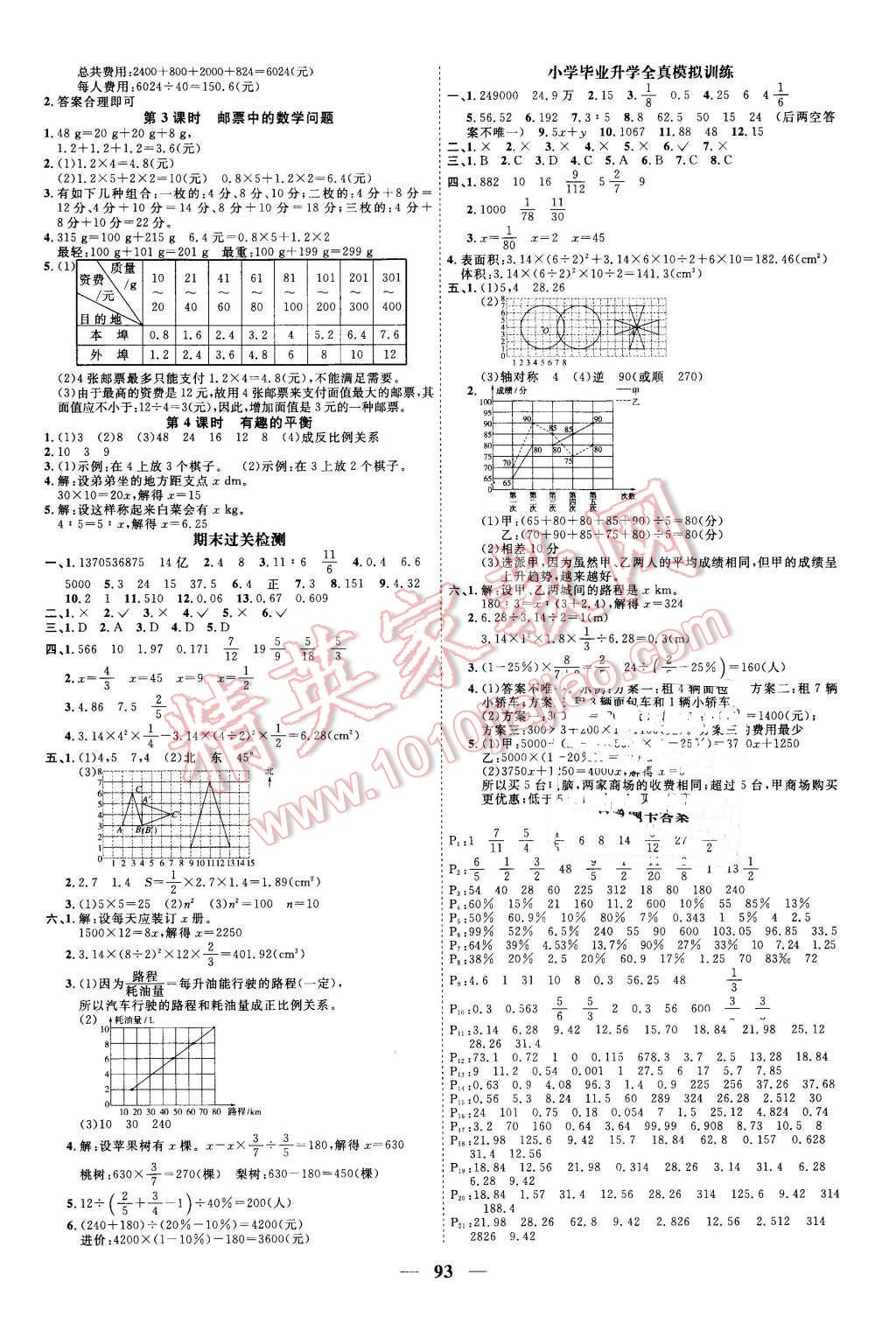 2016年陽(yáng)光課堂課時(shí)優(yōu)化作業(yè)六年級(jí)數(shù)學(xué)下冊(cè)人教版 第9頁(yè)