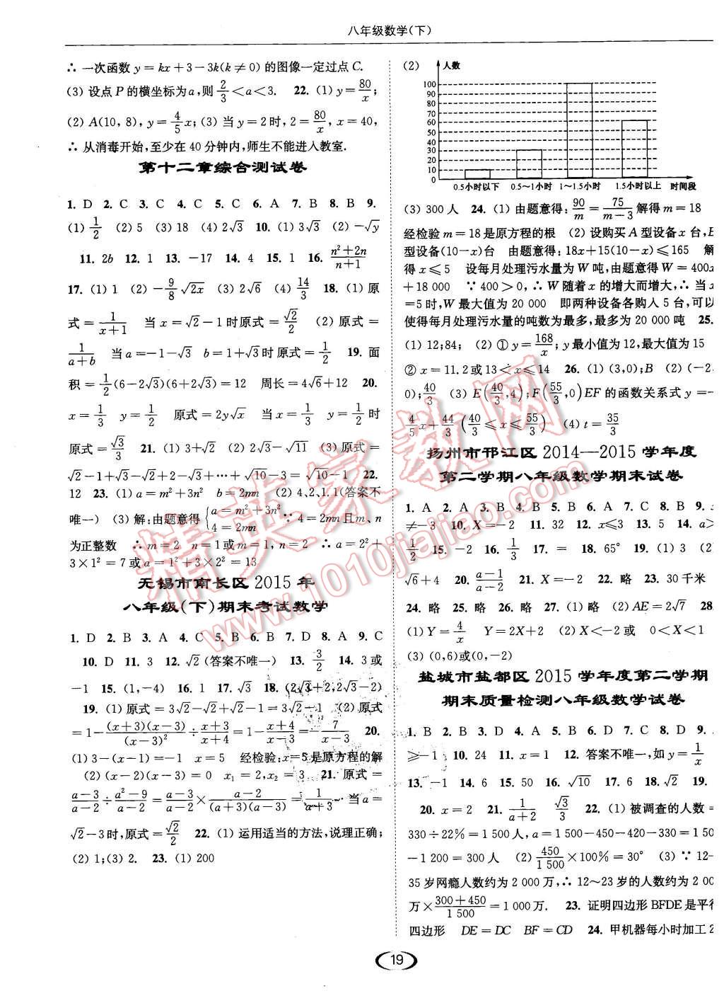 2016年亮點(diǎn)給力提優(yōu)課時(shí)作業(yè)本八年級(jí)數(shù)學(xué)下冊(cè)江蘇版 第19頁