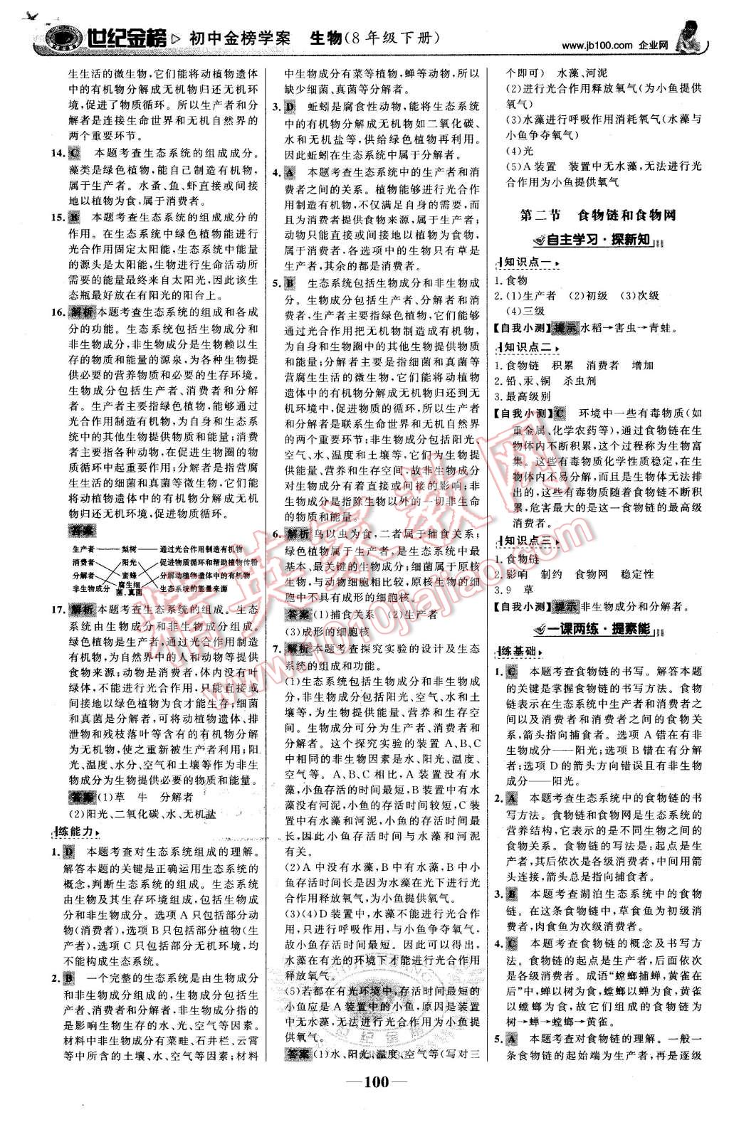 2016年世纪金榜金榜学案八年级生物下册济南版 第9页