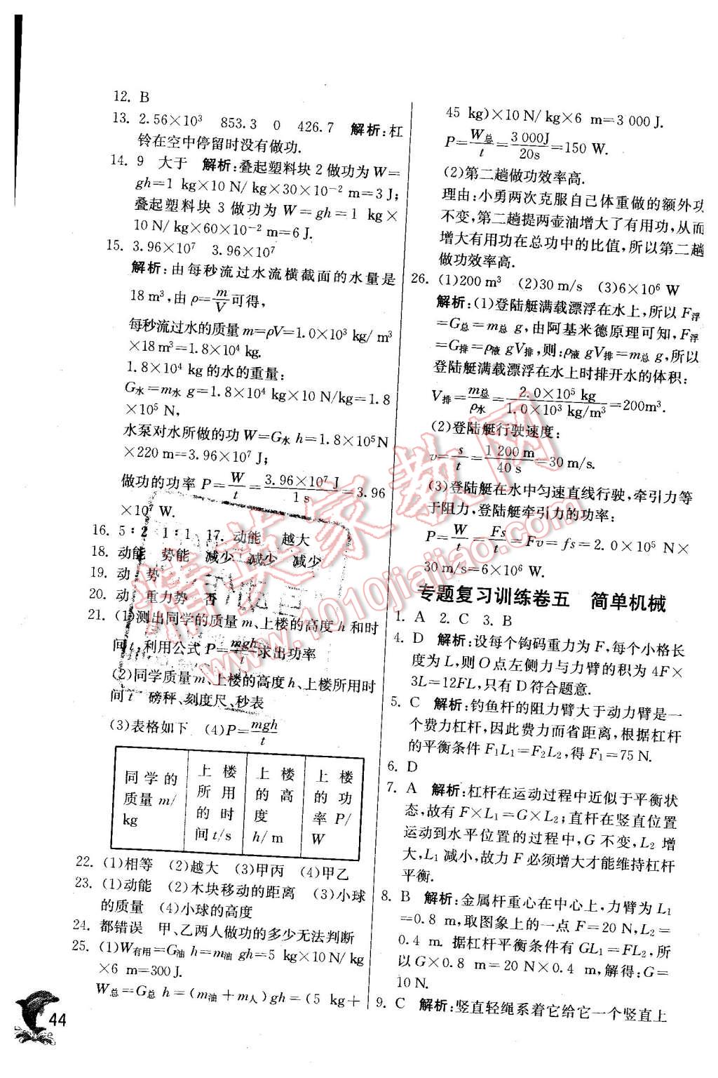 2016年實(shí)驗(yàn)班提優(yōu)訓(xùn)練八年級(jí)物理下冊人教版 第44頁