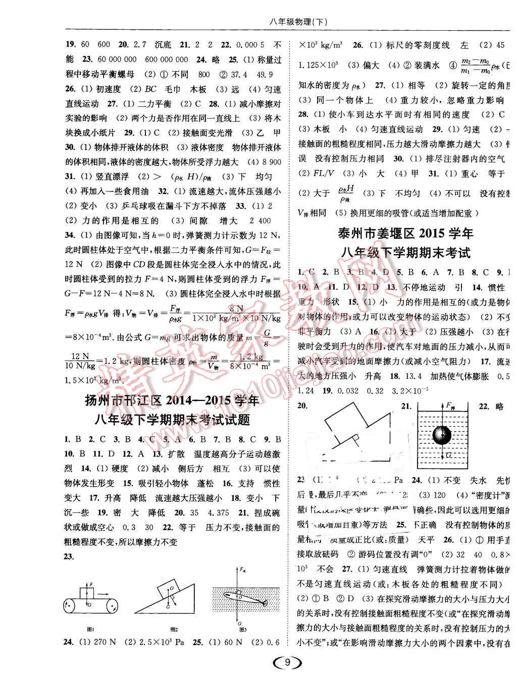 2016年亮点给力提优课时作业本八年级物理下册江苏版 第9页