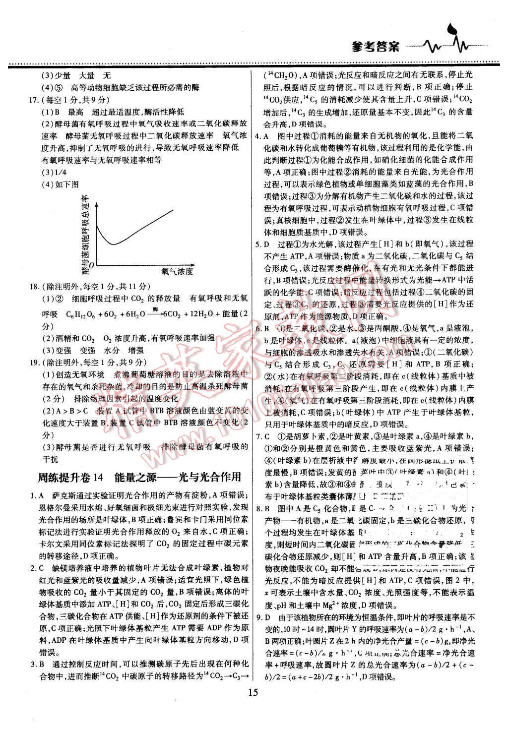 2015年名校戰(zhàn)略高中階段三測(cè)卷生物必修1人教版 第15頁