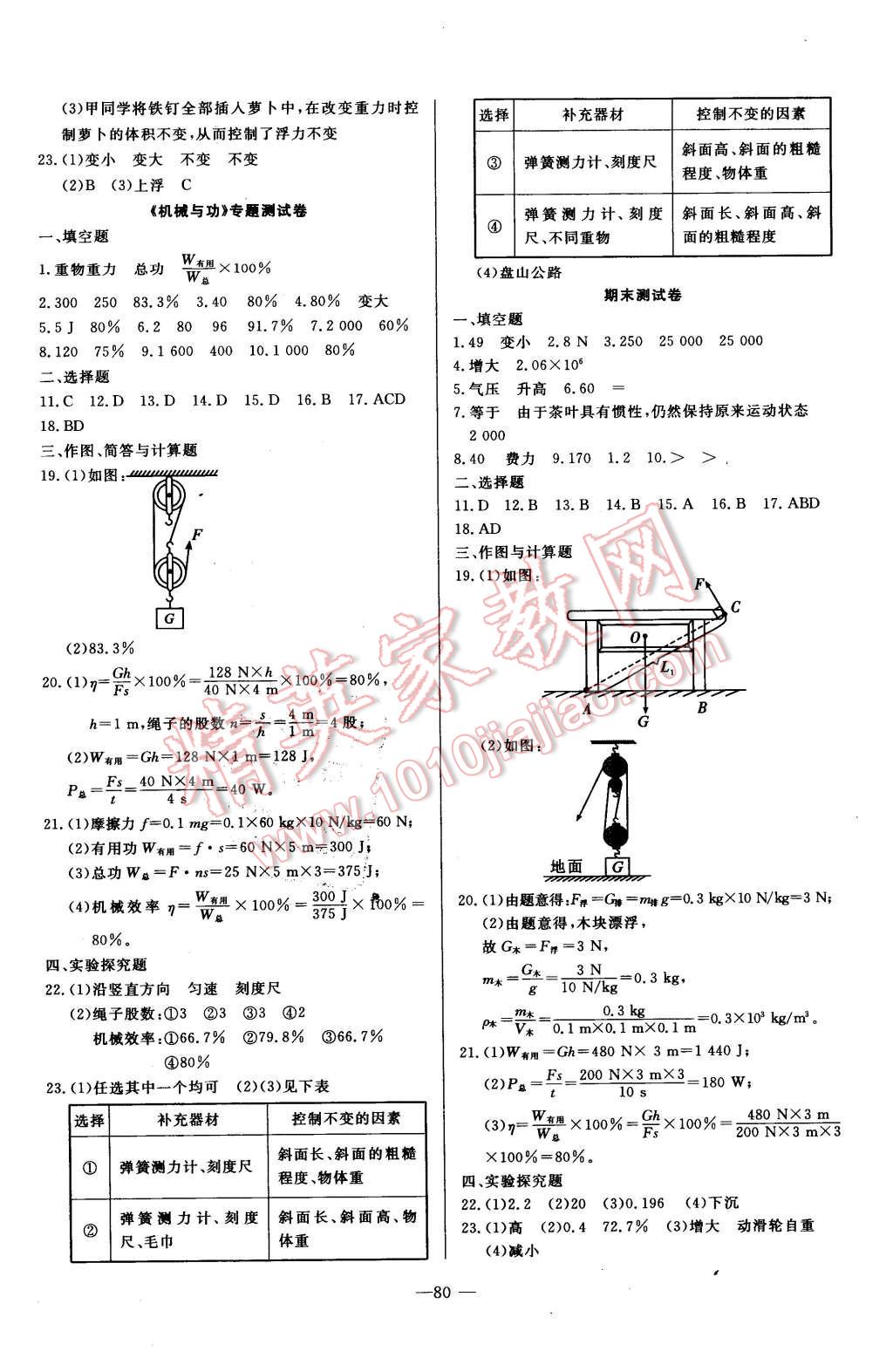 2016年精彩考評(píng)單元測(cè)評(píng)卷八年級(jí)物理下冊(cè)教科版 第8頁(yè)