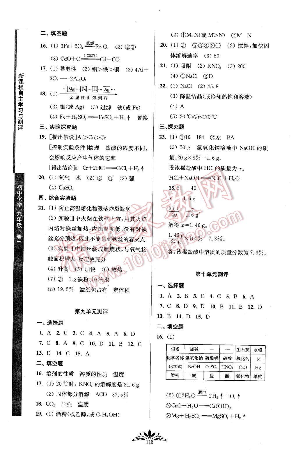 2016年新課程自主學習與測評初中化學九年級下冊人教版 第10頁