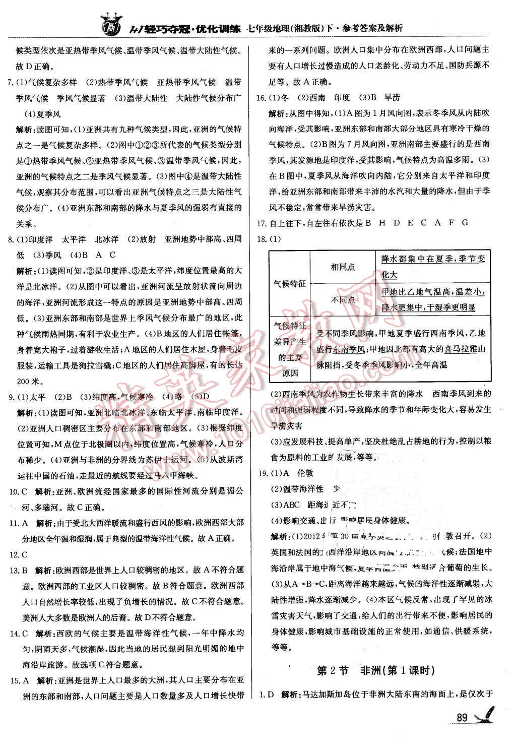 2016年1加1轻巧夺冠优化训练七年级地理下册湘教版银版 第2页