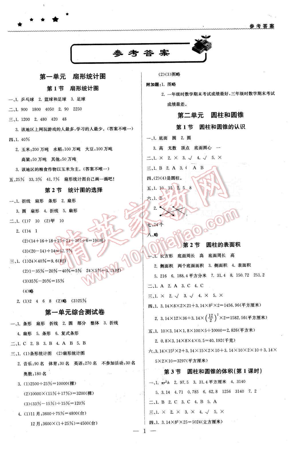 2016年1加1轻巧夺冠优化训练六年级数学下册江苏版银版 第1页