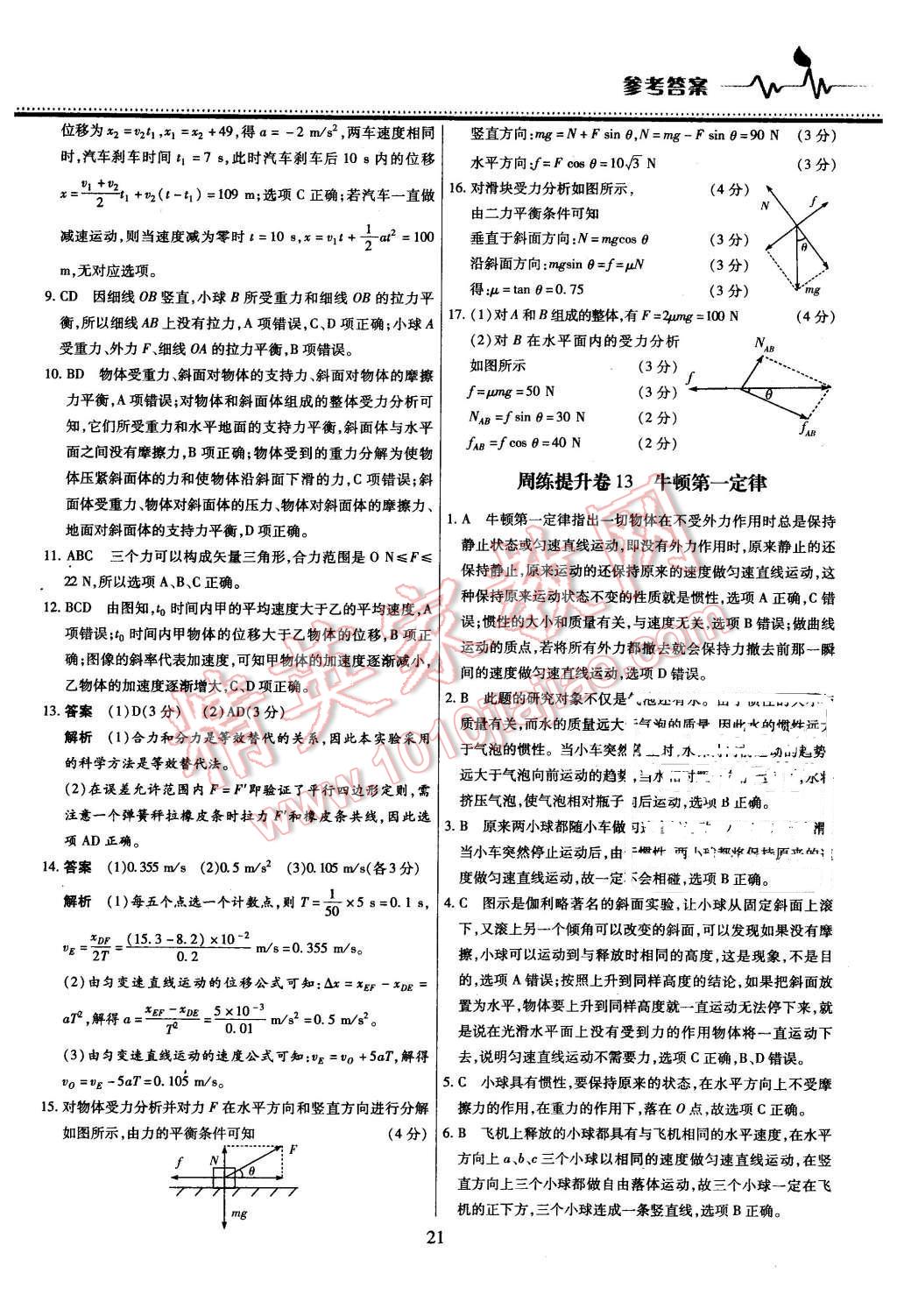 2015年名校戰(zhàn)略高中階段三測(cè)卷物理必修1人教版 第21頁(yè)