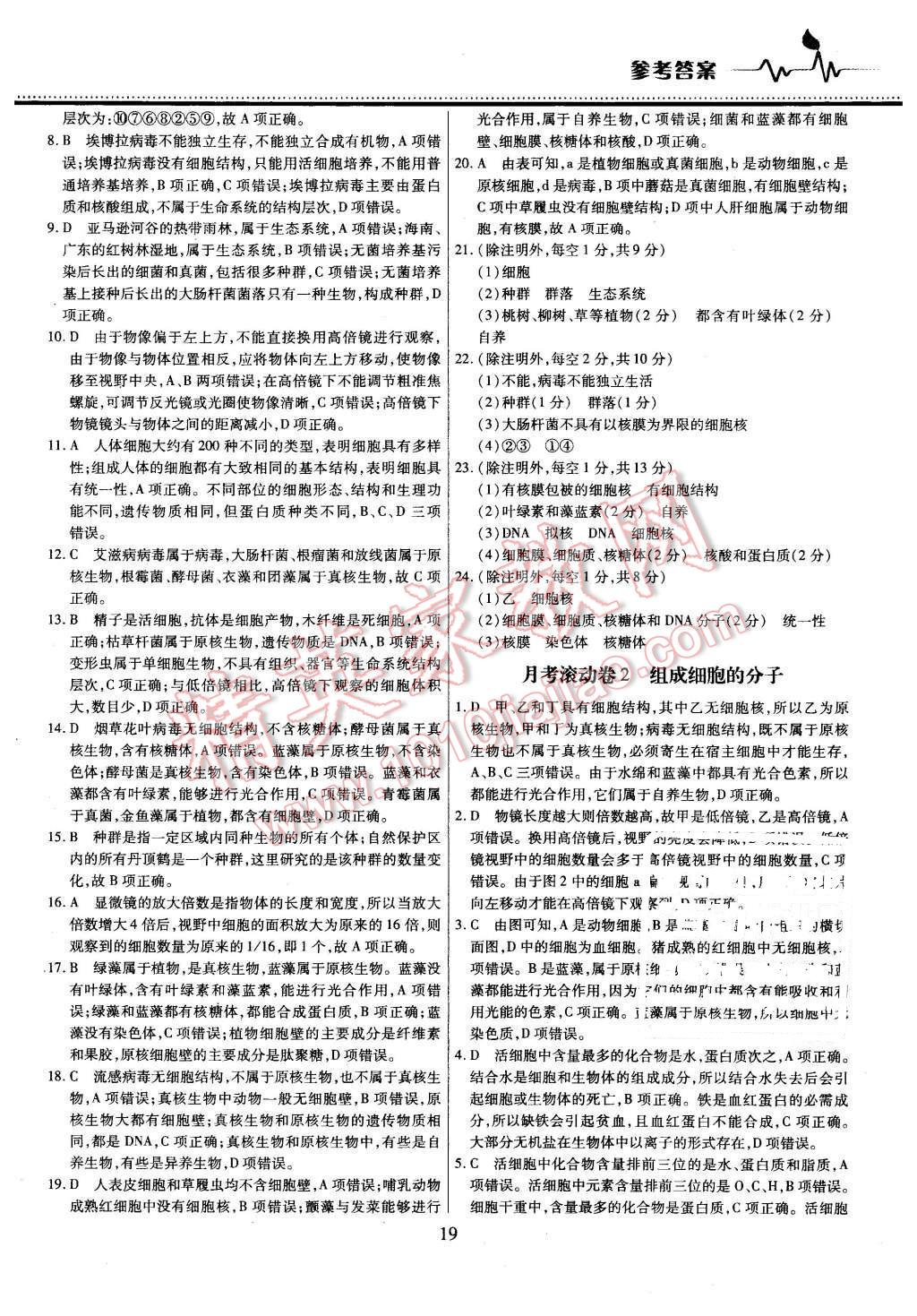 2015年名校戰(zhàn)略高中階段三測卷生物必修1人教版 第19頁