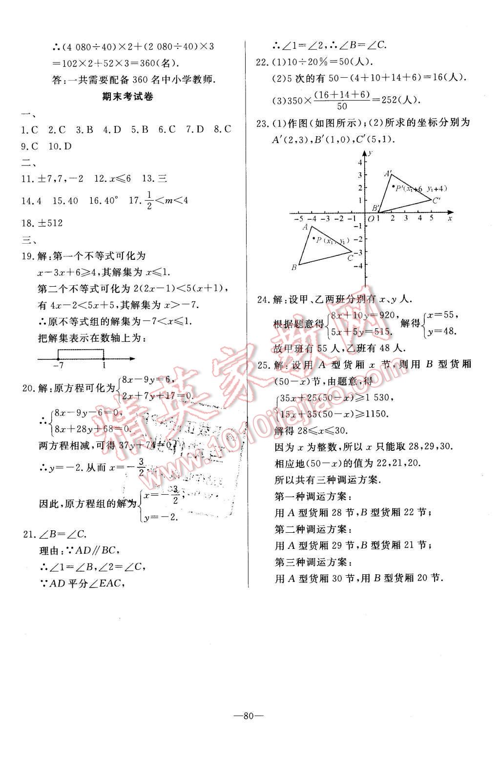 2016年精彩考評(píng)單元測(cè)評(píng)卷七年級(jí)數(shù)學(xué)下冊(cè)人教版 第16頁(yè)