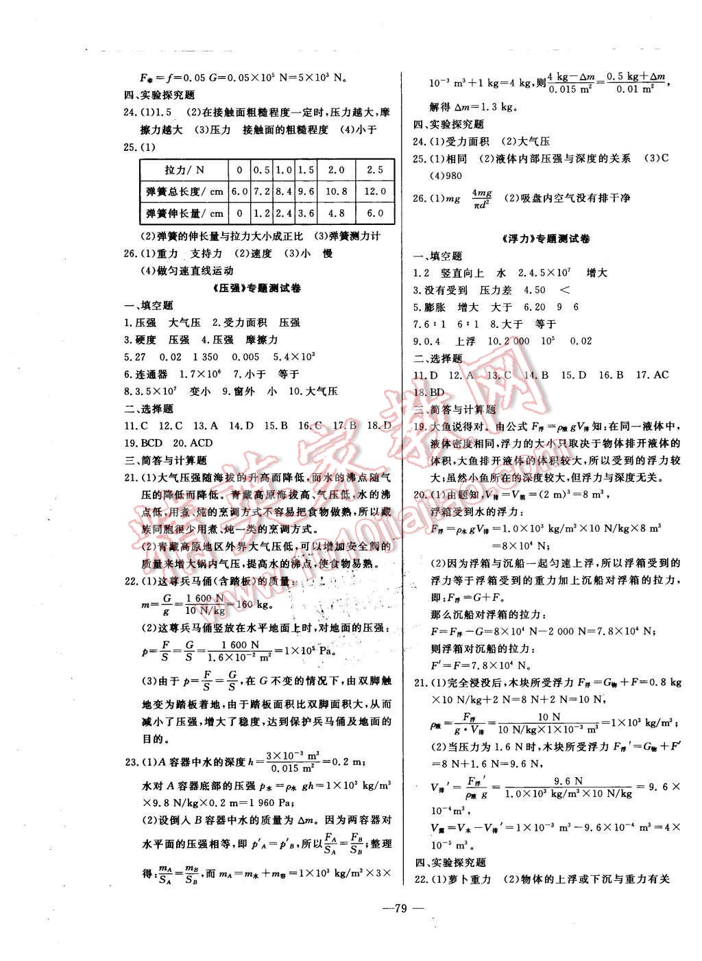 2016年精彩考評單元測評卷八年級物理下冊教科版 第7頁